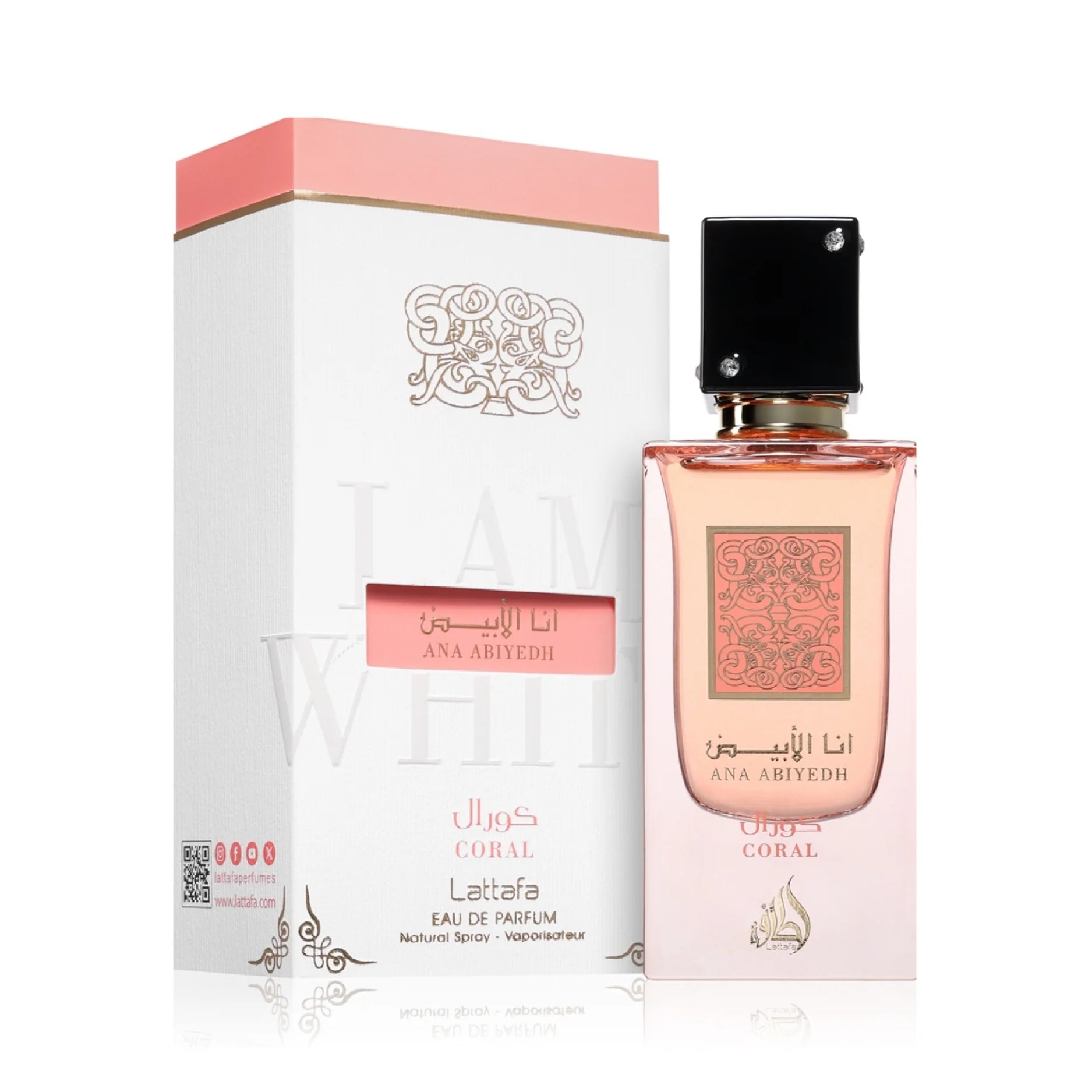Lattafa Ana Abiyedh Coral Eau De Parfum 60ml spray bottle